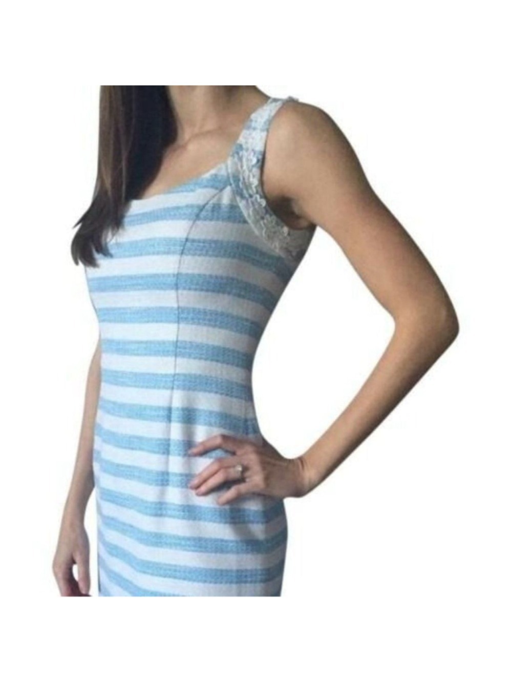 Lilly Pulitzer Nienie Blue White Metallic Tweed Cocktail Dress 0
